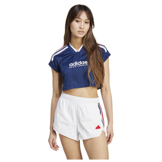 Adidas Γυναικεία κοντομάνικη μπλούζα Tiro 3-Stripes Crop Jersey